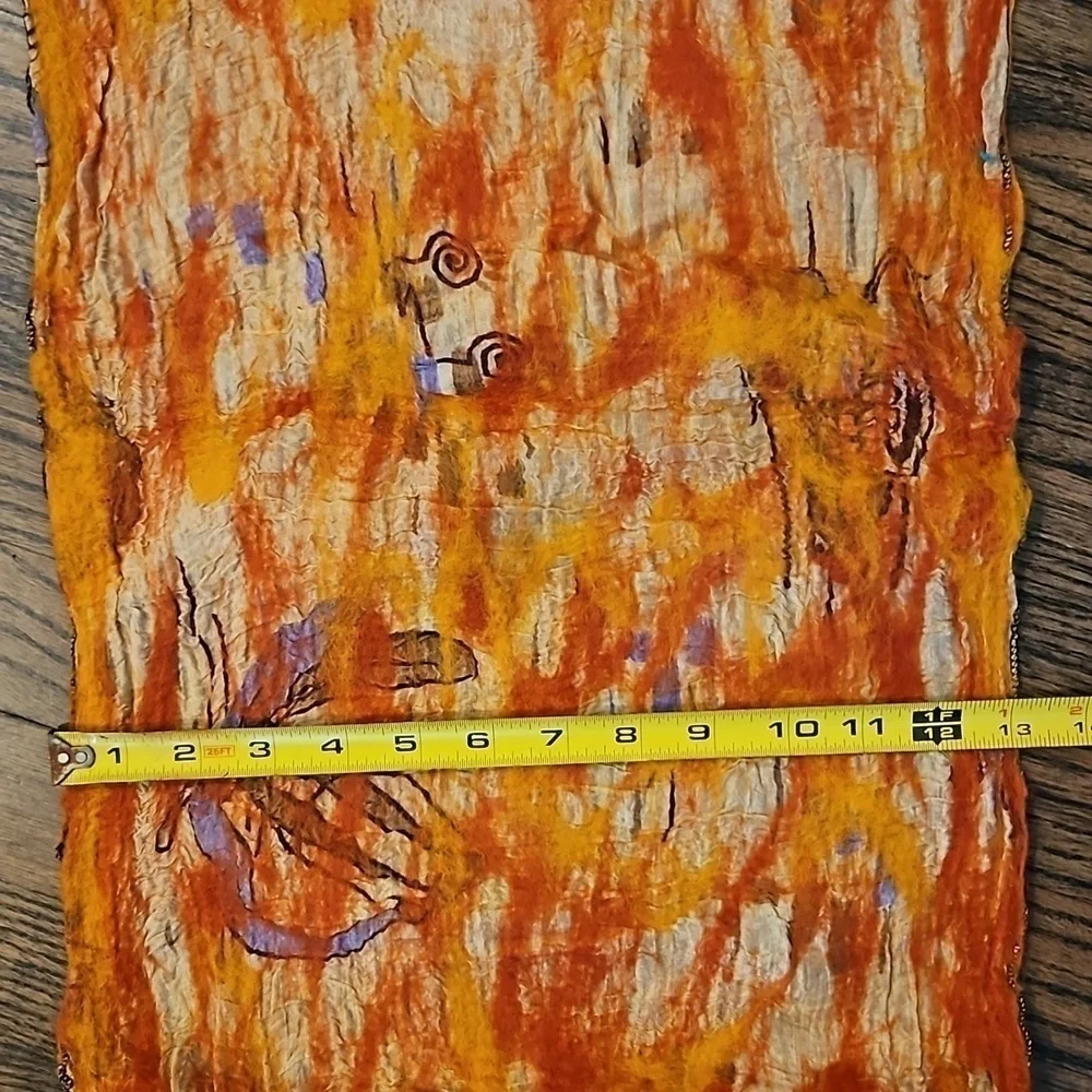 Scarf Handcrafted Wool and Silk New 71x13
